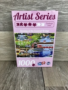 Sunday At The Covered Bridge Jigsaw Puzzle Sure Lox Artist Series 1000 Piece - Picture 1 of 4