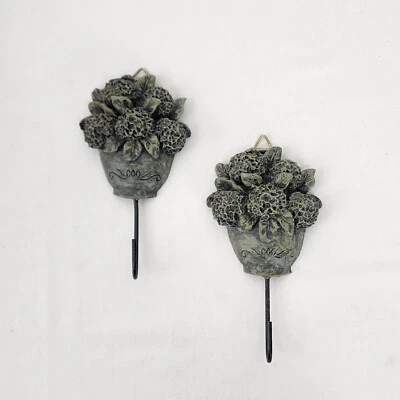 Ganchos de parede floral cinza pedra hortênsias núcleo casa de campo organização vintage anos 90 - Imagem 1 de 4