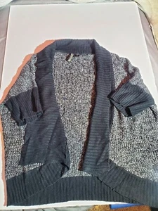 Extra Touch Cardigan Womens 3XL Gray BLACK open Sweater Boho Cover Up Shall - Picture 1 of 6