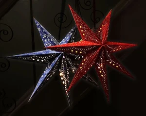 Colgante Terciopelo Estrella Luz Tono Azul o Rojo 7 Puntos con LEDs Navidad-60cm-NUEVO - Imagen 1 de 11
