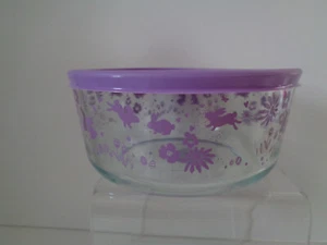 Anchor Hocking Easter Bunny 7-Cup Glass Storage Bowl Purple Plastic Lid New - Picture 1 of 3