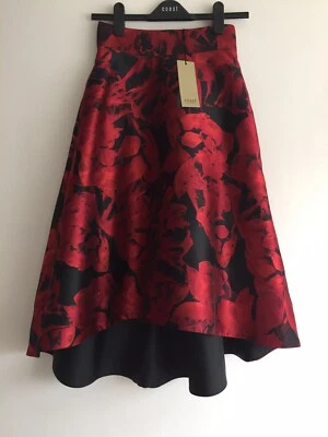 Women’s Coast Asymmetrical Floral Red And Black Skirt UK Size 6 Brand New Tags - Image 1 of 4
