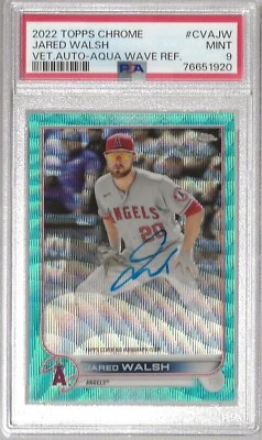 2022 Topps Chrome Veteran Auto Aqua Wave Refractor Jared Walsh 15/199 PSA 9 - Image 1 of 2