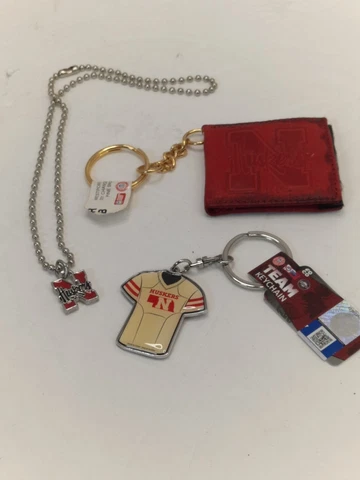 Nebraska Cornhuskers Key Chain Volleyball Necklace Leather Photo Lot Football Cover