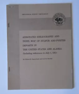 Bibliography and Index Map Sulfur and Pyrites Deposits US and Alaska 1951 Survey - Foto 1 di 1