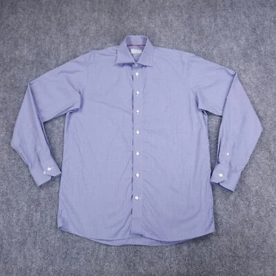 Eton Shirt Mens 41 16 Blue Polka Dot Contemporary Button Up Cotton Long Sleeve * - Image 1 of 4