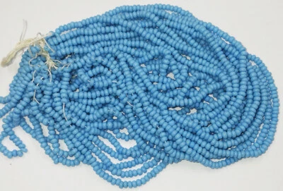 Vintage Long Hank Czech Glass Beads Turquoise Blue Opaque 10/0 Seed Beads BW1-27 - Image 1 of 3