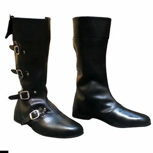 Medieval Style Long Shoes Black Color Pure Leather Shoe Men Boot Genuine D3/31 - Picture 1 of 2