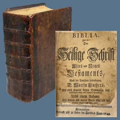 1743 Christopher Saur Bible - First American Bible Printed in European Language - Image 1 of 4