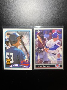 MARK GRACE (Cubs) - 1989 Topps ALL STAR ROOKIE & 1992 Leaf Series 1/Lot (2)