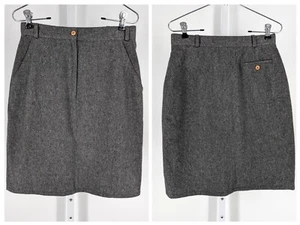 Kenzo Vintage 80s Gray Pencil Skirt Made In France Album Durable Wool 27" - Picture 1 of 4