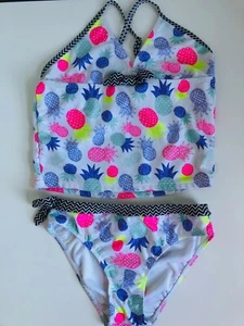 EUC Authentic JANTZEN Girl's Two-Piece Pineapple Multicolor Swimsuit Size 14 - Picture 1 of 10