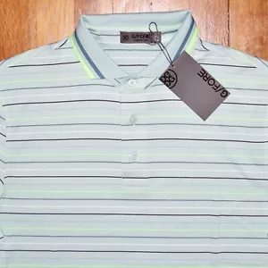 G/FORE Multi Stripe Tech Piqué Golf Polo Shirt Seaglass Uomo M G4MF23K184 G4 - Foto 1 di 5