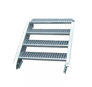Stahltreppe Treppe 4 Stufen / Stufenbreite 80cm / Geschosshöhe 55-85cm verzinkt - Bild 1 von 5