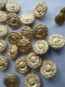 22 Buttons, Metal Gold Tone, Rose in Center Shank Decorative 3/4 " - Picture 1 of 4