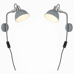Bedside Light Plug In Wall Contemporary Grey Adjustable Directional Shade - Picture 1 of 4