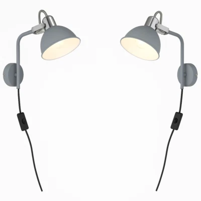 Bedside Light Plug In Wall Contemporary Grey Adjustable Directional Shade - Image 1 of 4