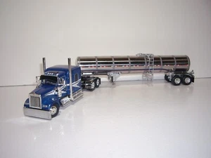 DCP FIRST GEAR 1/64 BLUE AND WHITE KW W900L W/T SLEEPER & BRENNER BANNED TANKER - Imagen 1 de 11