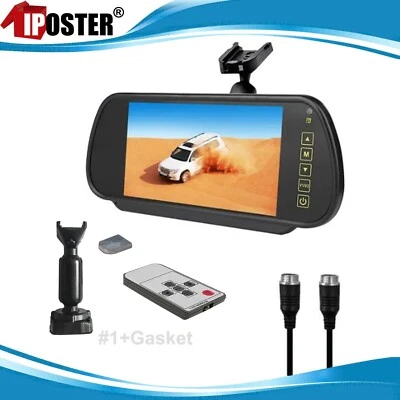 iPoster 7" LCD Screen Car Rear View Mirror Monitor with No1 Mount Pad Remote HD - Image 1 of 4