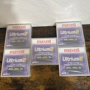 Lot of 5 NEW Maxell Ultrium 2 (1/2") Tape Cartridges 400GB - Picture 1 of 3