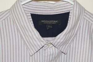BANANA REPUBLIC Oxford Shirt Slim Fit Men's XXL Multicolor Striped Cotton