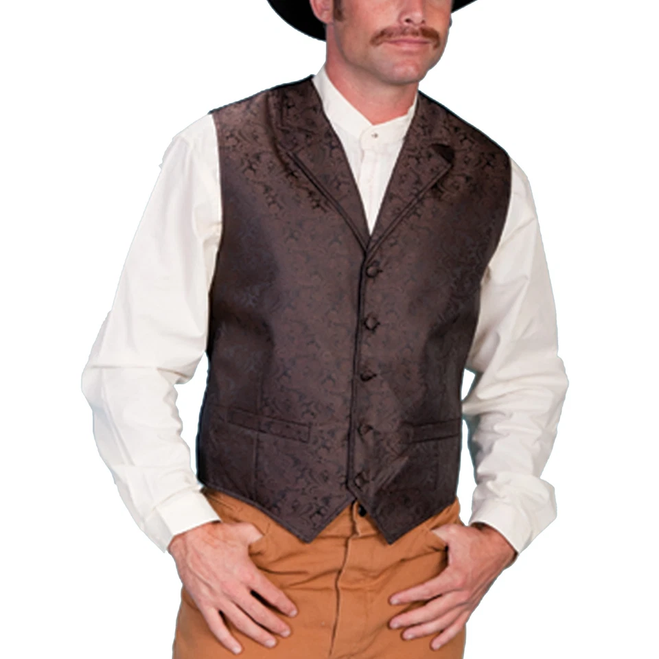 Мужской жилет Scully с узором пейсли на пуговицах спереди RW093-BRN - Изображение 1 из 1
