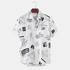 Men T-Shirt Holiday Turn-Down Collar 1Pcs Geometric Printing Polyester
