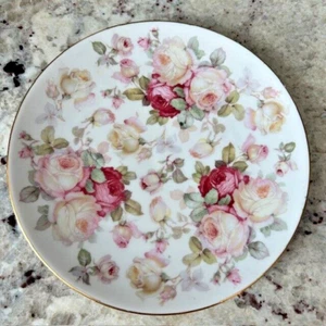 Bavaria Schumann Arzberg Germany Porcelain Salad Plate Pink & Red Roses 7.5"" - Picture 1 of 3