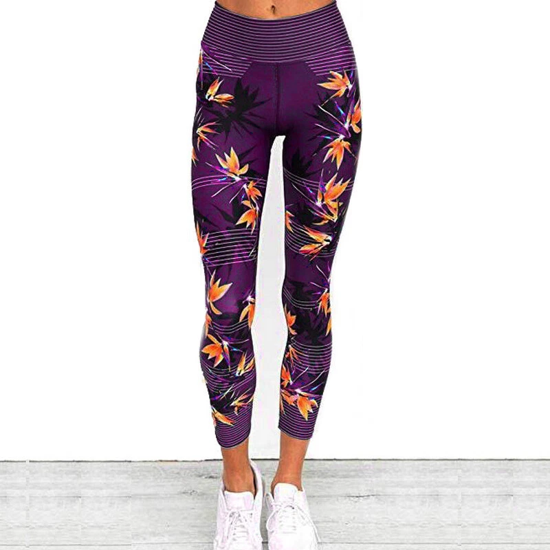 Pantalones de Yoga Para Mujer Fitness Deportes Leggings Estampado a Rayas Elástico Gimnasio Entrenamiento Ti Foto 1 de 1