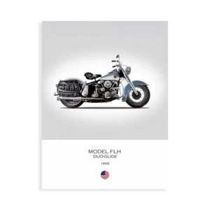 Stampa su Tela su Carta Poster o Quadro Rogan Mark HD Model FLH Duo Glide 1958 - Picture 1 of 2