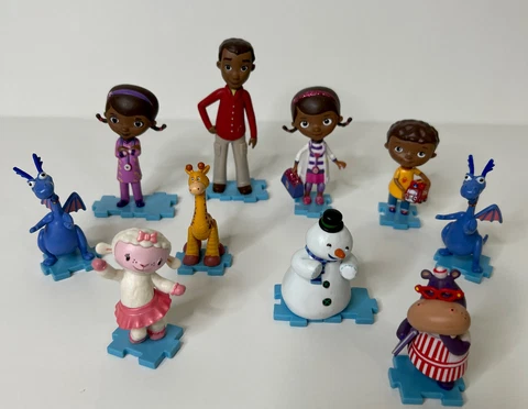 Disney Doc McStuffins Set of 10 Toy Rubber PVC Figures Cake Toppers Puzzle Bases Cover