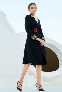 Custom Made To Order Lapel Lace Patchwork Beaded Trench Coat Plus 1x-10x L453 - Picture 1 of 7