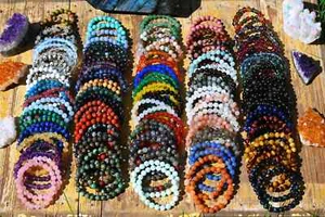 4mm-10mm Natural Gemstone Beaded Stretch Bracelet Crystal Healing Reiki Gifts - Picture 1 of 440