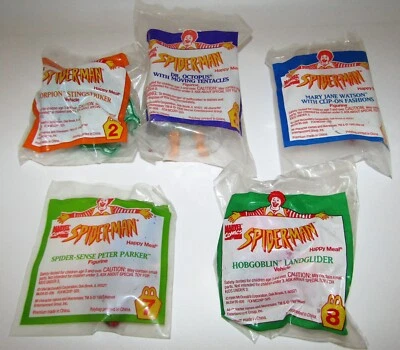 1994 Marvel Spider-Man McDonalds Happy Meal Lot of 5 Vintage New Sealed - Image 1 of 2