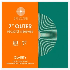 50x 7 Inch Resealable Vinyl Single Plastic BOPP Outer Record Sleeves Covers - Imagen 1 de 6