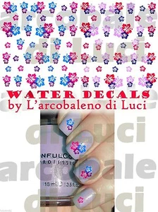 WATER DECALS FIORI IBISCO HIBISCUS STICKERS UNGHIE NAIL ART ADESIVI TATTOO DECAL - Picture 1 of 3