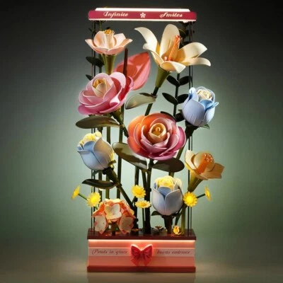 ROKR Plastic Flower Assembly 3D Puzzle Blooming Bouquet Box DIY Home Decor Gifts - Image 1 of 4