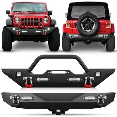 Front /Rear Bumper for 07-2018 Jeep Wrangler JK JKU Unlimited 2/4 DR+ LED Lights Foto 1 de 4