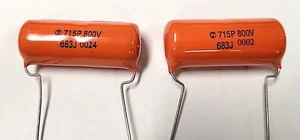 SPRAGUE 715P series .068UF / MF 68nf 800Vdc ORANGE DROP CAPACITOR 2pcs n.o.s. - Picture 1 of 1