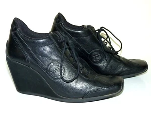 NO NAME Black Leather Quilted High Wedge Trainer Boots EU36 UK 3 - Picture 1 of 11