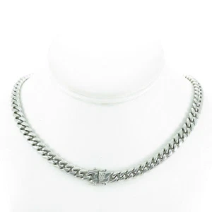 ANTI-TARNISH Cuban Miami Link 18" High Polish Stainless Steel 8mm CHOKER Chain - Picture 1 of 2
