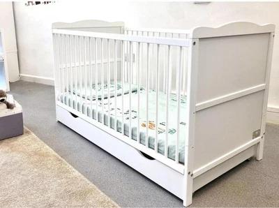 Baby Cot Bed for Newborn 120x60cm &Storage Drawer & Mattress - Image 1 of 4