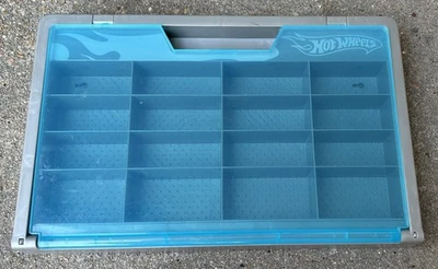 Hot Wheels 16 Car Wall Display Case Blue Silver Gray - Image 1 of 3