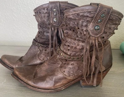 Botas Liberty negras Western Moto Boho con flecos punta en punta para mujer talla 9 marrón Foto 1 de 4
