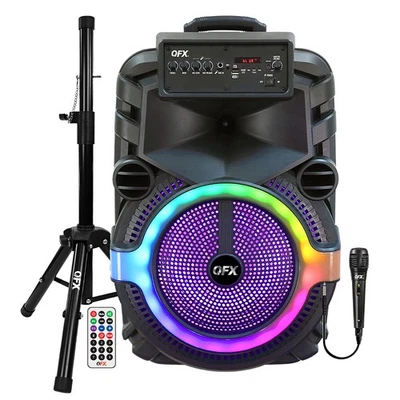 QFX® Portable Bluetooth True Wireless Speaker with LEDs, Wired Microphone,... - Image 1 of 4