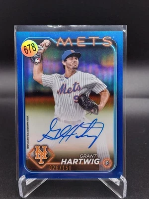 2024 Topps Chrome Baseball Blue RC Auto Grant Hartwig NY Mets /150 - Image 1 of 2