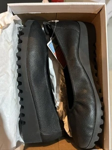 AETREX Brianna Black Leather Ballet. Size 7.5-8 US, EU 38. Wedge Heel Slip On - Picture 1 of 5