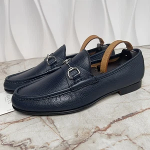 Authentic Gucci 1955 Horsebit Loafers Blue Grain Leather 9 G 9.5 US 43 EU - Picture 1 of 12