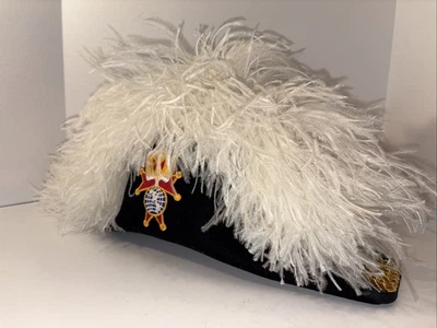 Vintage English Co. Knights Of Columbus Regalia White Ostrich Plume Hat Size L - Image 1 of 4