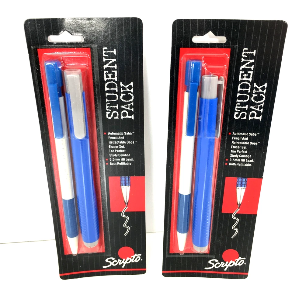 Vintage Scripto Mechanical Pencil and Eraser Student Pack Black